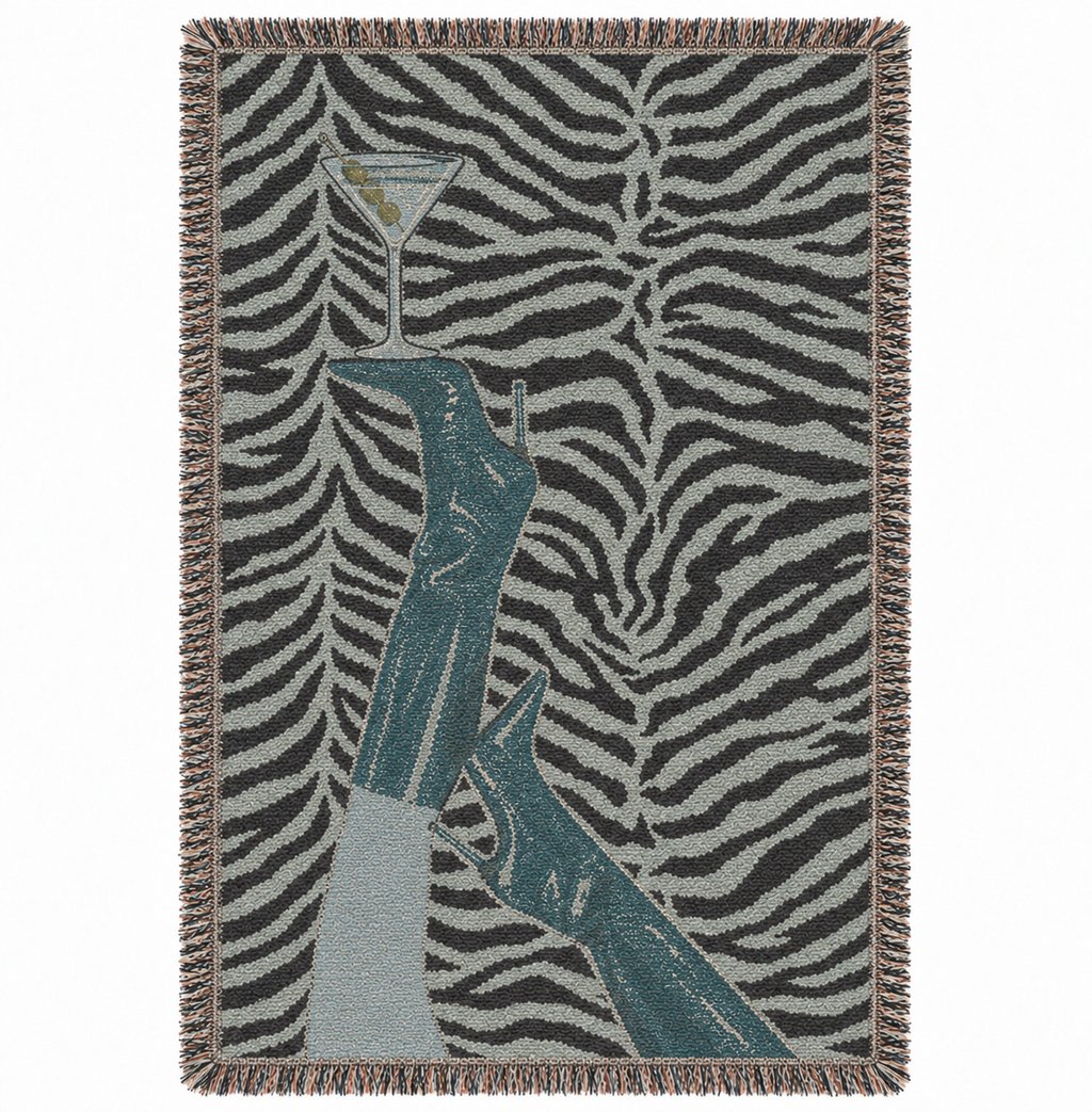 ‘Zebra Print & Martinis’ Hand Woven Tapestry Rug