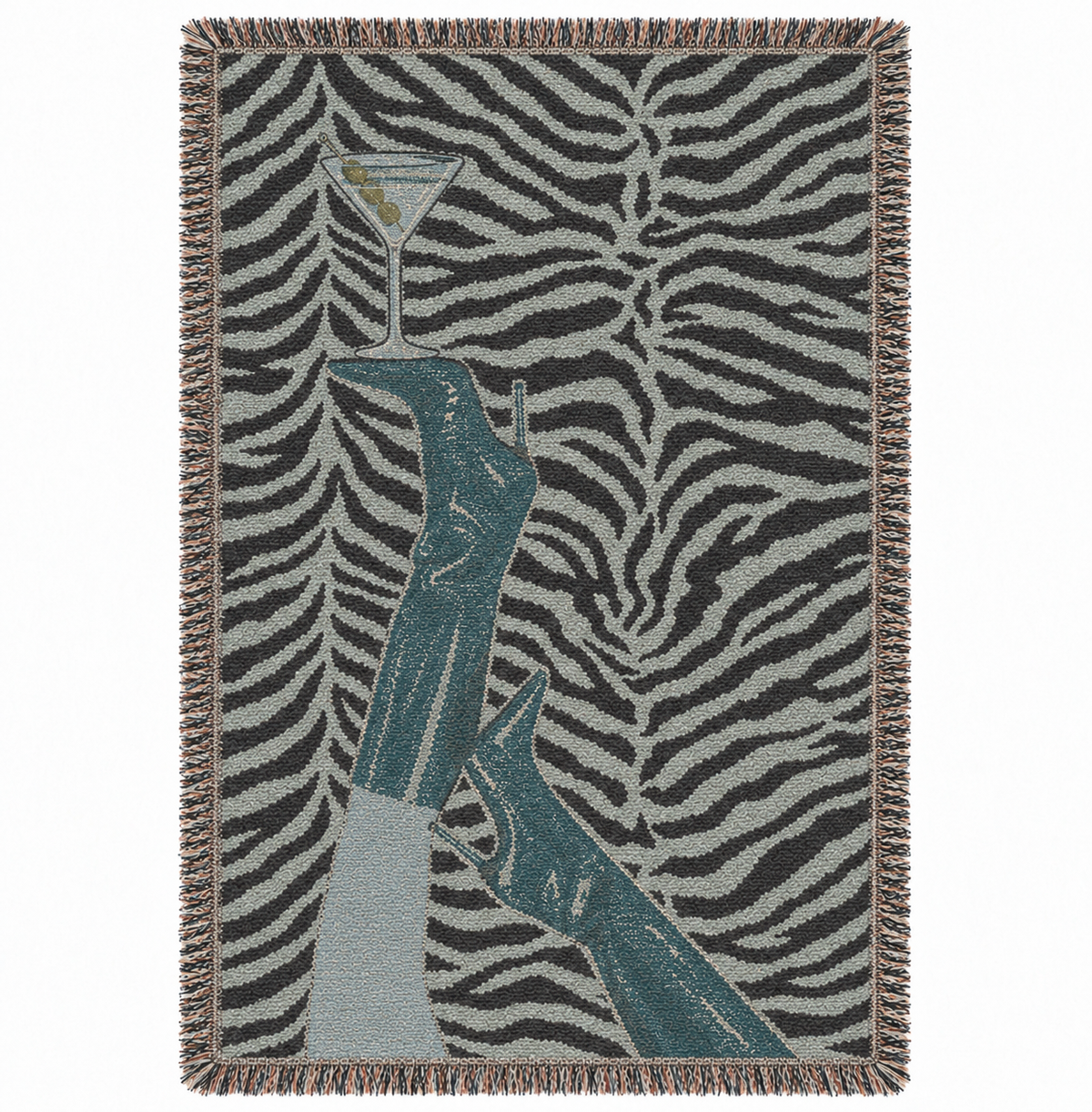 ‘Zebra Print & Martinis’ Hand Woven Tapestry Rug