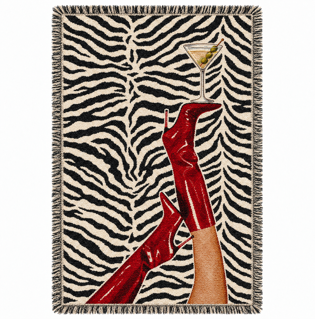 ‘Zebra Print & Martinis’ Hand Woven Tapestry Rug