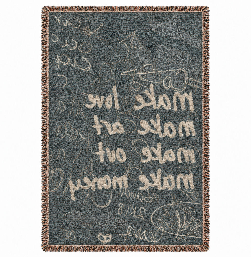 ‘Make Love, Make Art’ Hand Woven Tapestry Rug