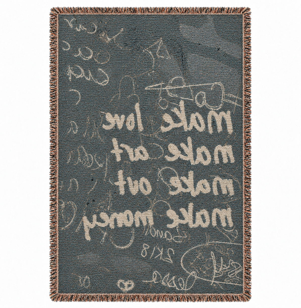 ‘Make Love, Make Art’ Hand Woven Tapestry Rug