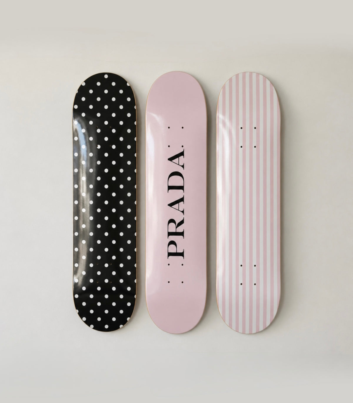 Prada and Polka Dot Skateboard Wall Decor Set