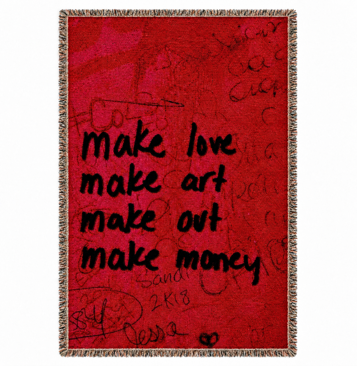 ‘Make Love, Make Art’ Hand Woven Tapestry Rug
