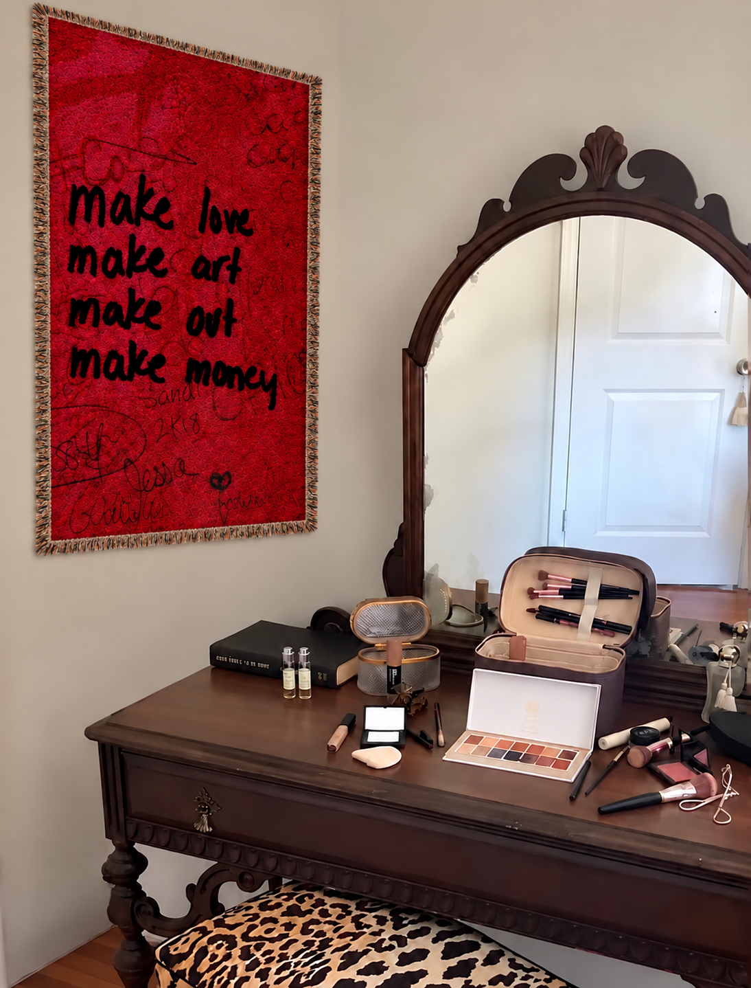 ‘Make Love, Make Art’ Hand Woven Tapestry Rug
